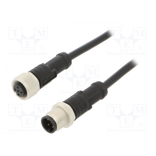 M12A04ML-12AFL-SD001; Cable: for sensors/automation; PIN: 4; M12-M12; 1m; plug; plug; 250V; AMPHENOL
