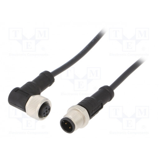 M12A04ML-12AFR-SB001; Cable: for sensors/automation; PIN: 4; M12-M12; 1m; plug; plug; 250V; AMPHENOL