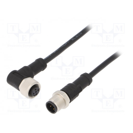 M12A04ML-12AFR-SD001; Cable: for sensors/automation; PIN: 4; M12-M12; 1m; plug; plug; 250V; AMPHENOL