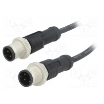 M12A04ML-12AML-SB001; Cable: for sensors/automation; PIN: 4; M12-M12; 1m; plug; plug; 250V; AMPHENOL