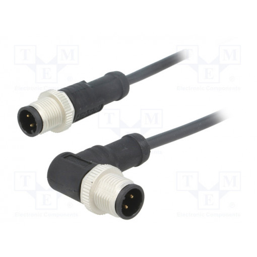 M12A04ML-12AMR-SB001; Cable: for sensors/automation; PIN: 4; M12-M12; 1m; plug; plug; 250V; AMPHENOL