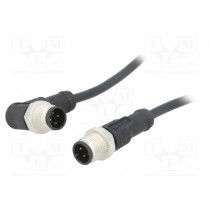 M12A04ML-12AMR-SD001; Cable: for sensors/automation; PIN: 4; M12-M12; 1m; plug; plug; 250V; AMPHENOL