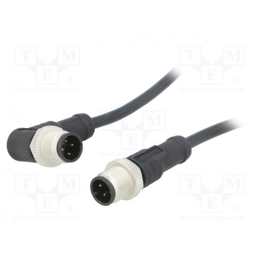 M12A04ML-12AMR-SD001; Cable: for sensors/automation; PIN: 4; M12-M12; 1m; plug; plug; 250V; AMPHENOL