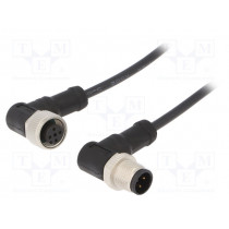 M12A04MR-12AFR-SB001; Cable: for sensors/automation; PIN: 4; M12-M12; 1m; plug; plug; 250V; AMPHENOL