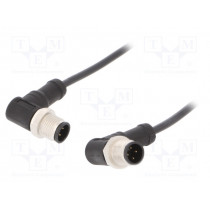 M12A04MR-12AMR-SB001; Cable: for sensors/automation; PIN: 4; M12-M12; 1m; plug; plug; 250V; AMPHENOL