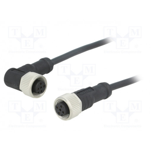 M12A05FL-12AFR-SB001; Cable: for sensors/automation; PIN: 5; M12-M12; 1m; plug; plug; 60V; AMPHENOL