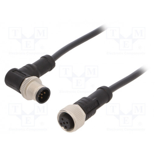 M12A05FL-12AMR-SB001; Cable: for sensors/automation; PIN: 5; M12-M12; 1m; plug; plug; 60V; AMPHENOL
