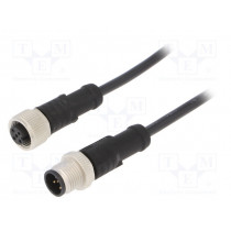 M12A05ML-12AFL-SB001; Cable: for sensors/automation; PIN: 5; M12-M12; 1m; plug; plug; 60V; AMPHENOL
