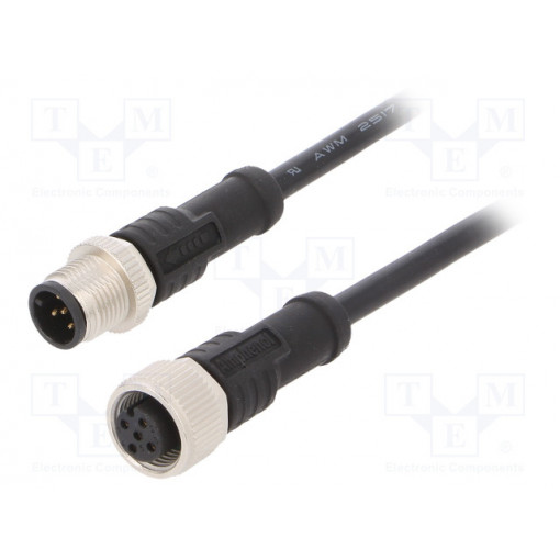 M12A05ML-12AFL-SD001; Cable: for sensors/automation; PIN: 5; M12-M12; 1m; plug; plug; 60V; AMPHENOL
