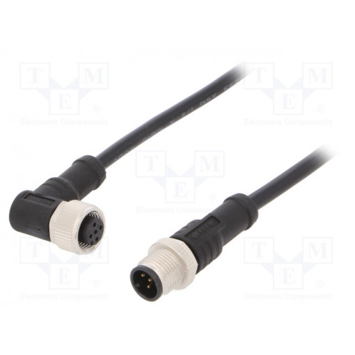M12A05ML-12AFR-SD001; Cable: for sensors/automation; PIN: 5; M12-M12; 1m; plug; plug; 60V; AMPHENOL