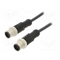 M12A05ML-12AML-SB001; Cable: for sensors/automation; PIN: 5; M12-M12; 1m; plug; plug; 60V; AMPHENOL