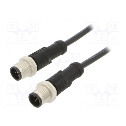 M12A05ML-12AML-SB001; Cable: for sensors/automation; PIN: 5; M12-M12; 1m; plug; plug; 60V; AMPHENOL