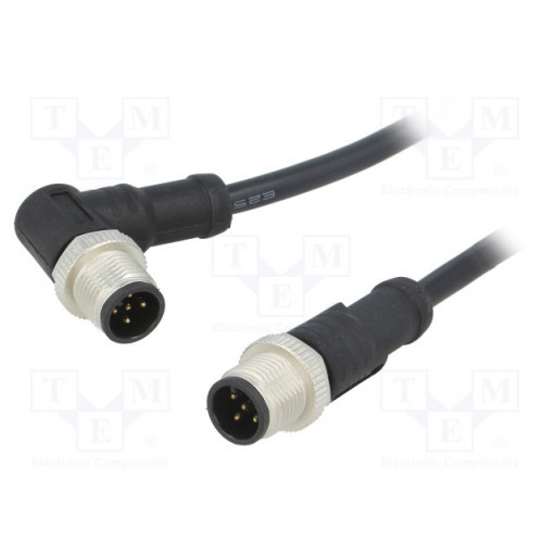 M12A05ML-12AMR-SD001; Cable: for sensors/automation; PIN: 5; M12-M12; 1m; plug; plug; 60V; AMPHENOL