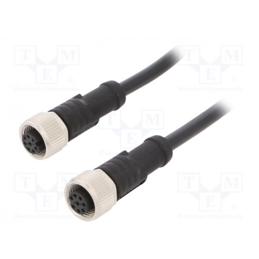 M12A08FL-12AFL-SD001; Cable: for sensors/automation; PIN: 8; M12-M12; 1m; plug; plug; 30V; AMPHENOL