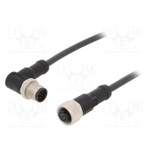 M12A08FL-12AMR-SB001; Cable: for sensors/automation; PIN: 8; M12-M12; 1m; plug; plug; 30V; AMPHENOL