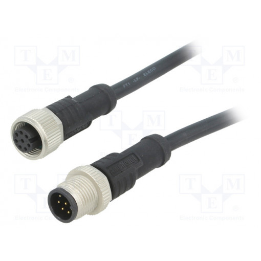 M12A08ML-12AFL-SD001; Cable: for sensors/automation; PIN: 8; M12-M12; 1m; plug; plug; 30V; AMPHENOL