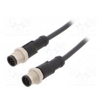 M12A08ML-12AML-SB001; Cable: for sensors/automation; PIN: 8; M12-M12; 1m; plug; plug; 30V; AMPHENOL