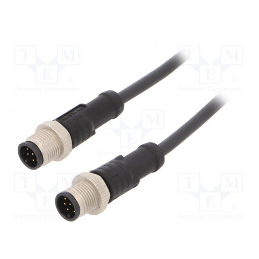 M12A08ML-12AML-SB001; Cable: for sensors/automation; PIN: 8; M12-M12; 1m; plug; plug; 30V; AMPHENOL