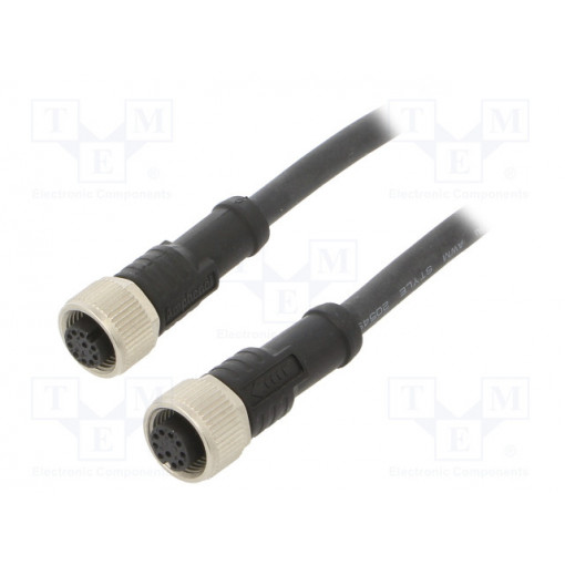 M12A08ML-12AML-SD001; Cable: for sensors/automation; PIN: 8; M12-M12; 1m; plug; plug; 30V; AMPHENOL