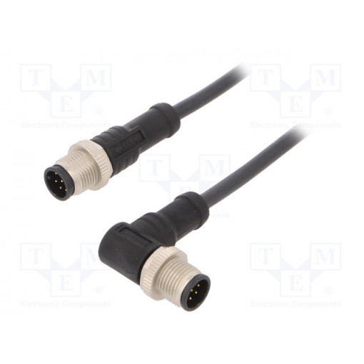 M12A08ML-12AMR-SB001; Cable: for sensors/automation; PIN: 8; M12-M12; 1m; plug; plug; 30V; AMPHENOL