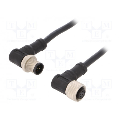 M12A08MR-12AFR-SD001; Cable: for sensors/automation; PIN: 8; M12-M12; 1m; plug; plug; 30V; AMPHENOL