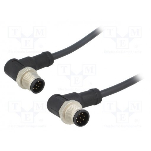 M12A08MR-12AMR-SB001; Cable: for sensors/automation; PIN: 8; M12-M12; 1m; plug; plug; 30V; AMPHENOL