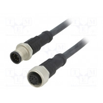 M12A10ML-12AFL-SB001; Cable: for sensors/automation; PIN: 10; M12-M12; 1m; plug; plug; AMPHENOL