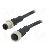 M12A12ML-12AFL-SD001; Cable: for sensors/automation; PIN: 12; M12-M12; 1m; plug; plug; AMPHENOL