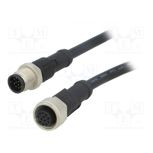 M12A12ML-12AFL-SD001; Cable: for sensors/automation; PIN: 12; M12-M12; 1m; plug; plug; AMPHENOL