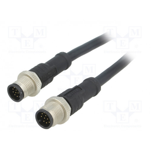 M12A12ML-12AML-SD001; Cable: for sensors/automation; PIN: 12; M12-M12; 1m; plug; plug; AMPHENOL