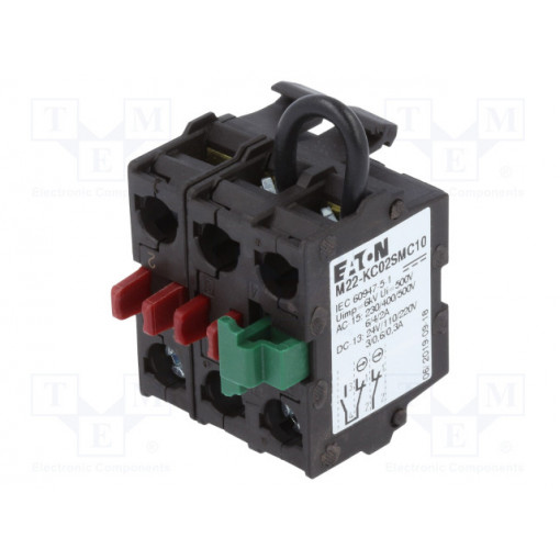M22-KC02SMC10; Contact block; 22mm; RMQ-Titan; -25÷70°C; for back plate; EATON ELECTRIC