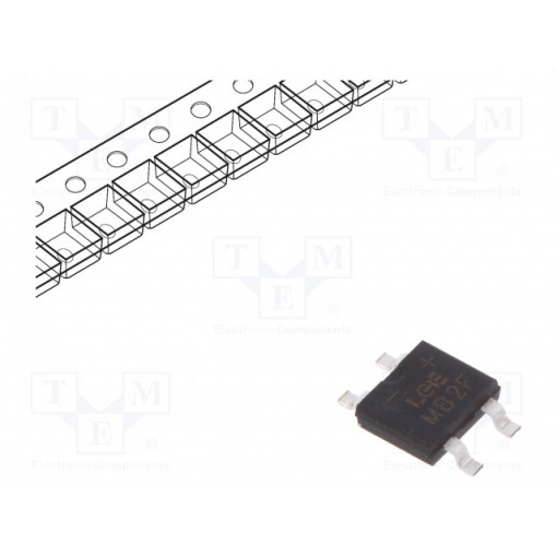MB2F; Single-phase bridge rectifier; Urmax: 200V; If: 0.5A; Ifsm: 35A; LUGUANG ELECTRONIC