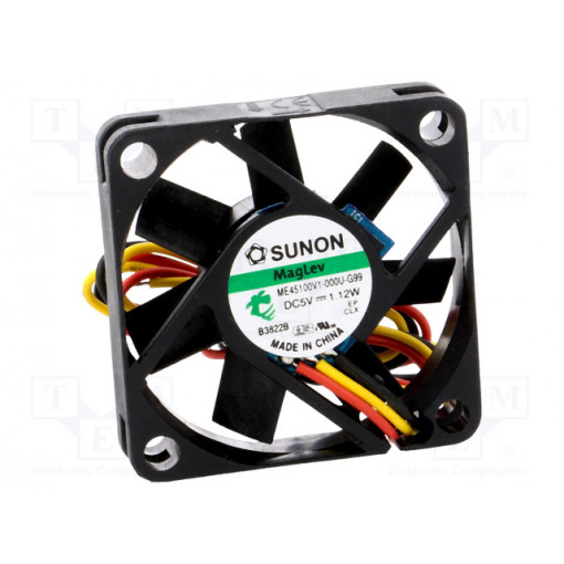 ME45100V1-000U-G99; Fan: DC; axial; 5VDC; 45x45x10mm; 15.63m3/h; 32dBA; Vapo; Out: F type; SUNON ME45100V1-000U-G99; Fan: DC; axial; 5VDC; 45x45x10mm; 15.63m3/h; 32dBA; Vapo; Out: F type; SUNON