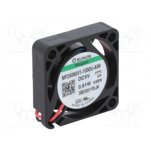 MF25060V1-1000U-A99; Fan: DC; axial; 5VDC; 25x25x6mm; 5.1m3/h; 24.8dBA; Vapo; 13000rpm; SUNON MF25060V1-1000U-A99; Fan: DC; axial; 5VDC; 25x25x6mm; 5.1m3/h; 24.8dBA; Vapo; 13000rpm; SUNON