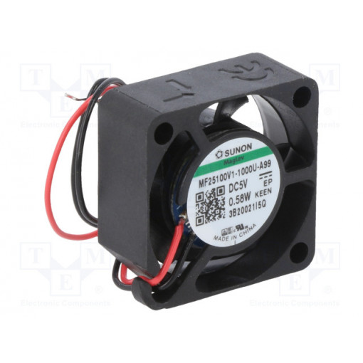 MF25100V1-1000U-A99; Fan: DC; axial; 5VDC; 25x25x10mm; 5.94m3/h; 23dBA; Vapo; 13000rpm; SUNON MF25100V1-1000U-A99; Fan: DC; axial; 5VDC; 25x25x10mm; 5.94m3/h; 23dBA; Vapo; 13000rpm; SUNON