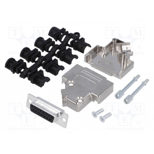 MHD45ZK15-DB15S-K; D-Sub; PIN: 15; plug; female; angled 45°; soldering; for cable; MH CONNECTORS