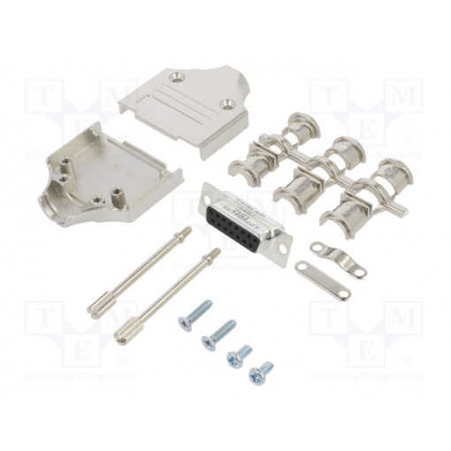 L17MHDM15+L77SDA15S; D-Sub; PIN: 15; female; straight; soldering; for cable; gold flash; AMPHENOL