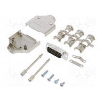 L17MHDM15+L717SDA15P; D-Sub; PIN: 15; male; straight; soldering; for cable; gold flash; AMPHENOL