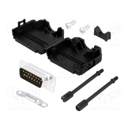 MHDPPK15-DB15P-K; D-Sub; PIN: 15; plug; male; straight; soldering; for cable; MH CONNECTORS