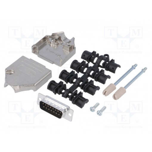 MHDTZK15-DB15P-K; D-Sub; PIN: 15; plug; male; straight; soldering; for cable; MH CONNECTORS