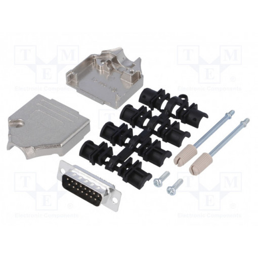 MHDTZK15-DM15P-K; D-Sub; PIN: 15; plug; male; straight; soldering; for cable; MH CONNECTORS