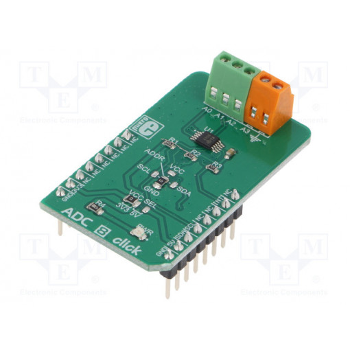 ADC 8 CLICK; Click board; A/D converter; I2C; ADS1115; 3.3/5VDC; MIKROELEKTRONIKA