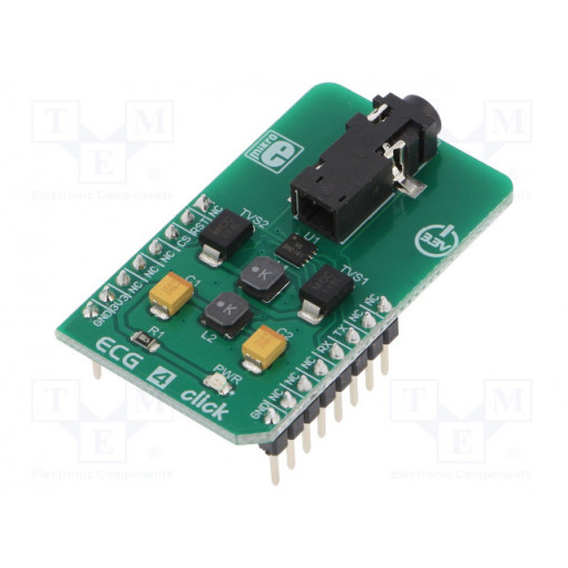 ECG 4 CLICK; Click board; heart rate sensor; UART; BMD101; 3.3VDC; MIKROELEKTRONIKA