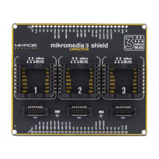 MIKROMEDIA 3 CAPACITIVE SHIELD; Expander; mikroBUS Shuttle x3,mikroBUS socket x3; MIKROELEKTRONIKA