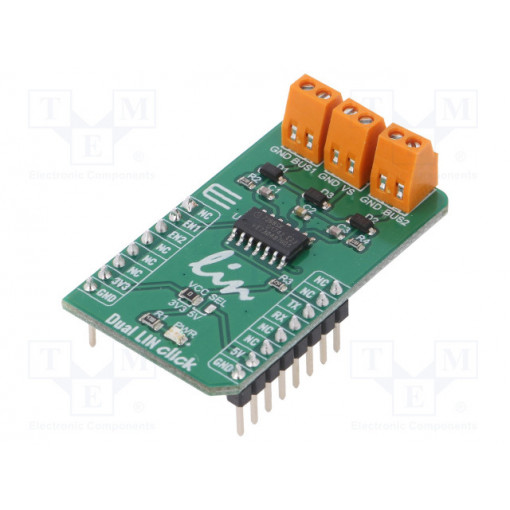 DUAL LIN CLICK; Click board; transceiver; GPIO,UART; TLE7268SKXUMA1; 3.3/5VDC; MIKROELEKTRONIKA