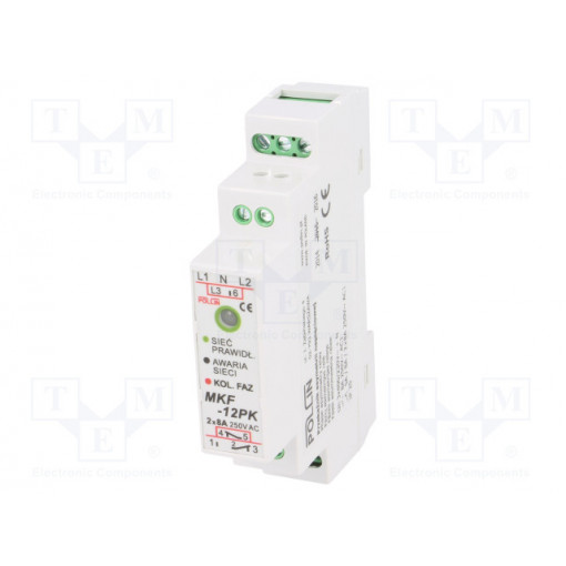 MKF-12PK; Module: voltage monitoring relay; DIN; DPDT; OUT 1: 250VAC/8A; POLLIN