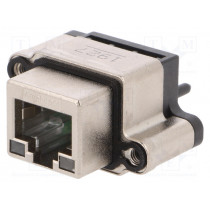 MRJR-9481-MC; Socket; RJ45; with LED; IP67; THT; for panel mounting; straight; AMPHENOL