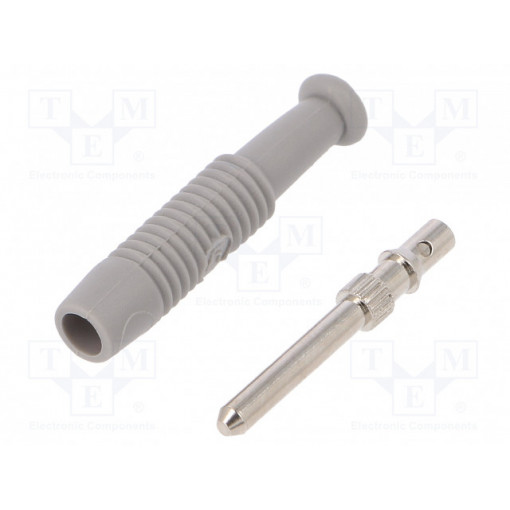 MST3GR; Plug; 2mm banana; 6A; 60VDC; grey; Plating: nickel plated; -25÷60°C; HIRSCHMANN T&M