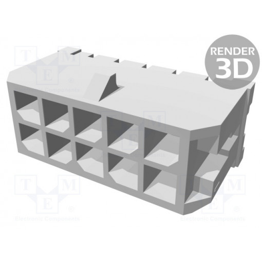 43045-1027; Socket; wire-board; male; Micro-Fit 3.0; 3mm; PIN: 10; THT; 5A; 600V; MOLEX