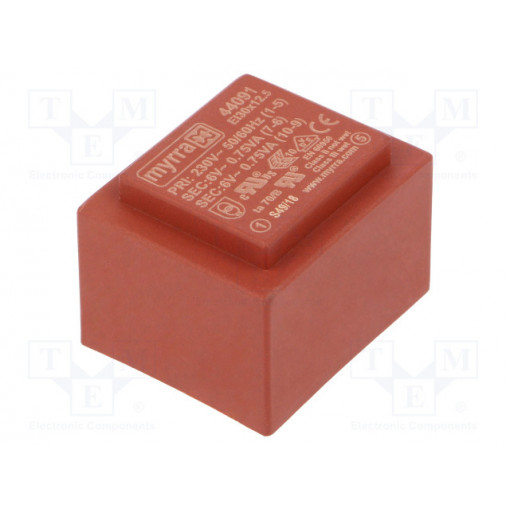 44054; Transformer: encapsulated; 1VA; 230VAC; 24V; 42mA; Mounting: PCB; MYRRA 44054; Transformer: encapsulated; 1VA; 230VAC; 24V; 42mA; Mounting: PCB; MYRRA